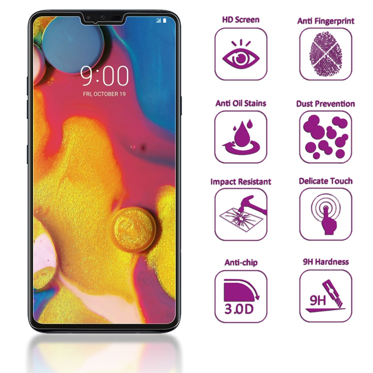 NALIA LG V40 ThinQ 3D Full Cover - duritate 9H, grosime 0,33 milimetri
