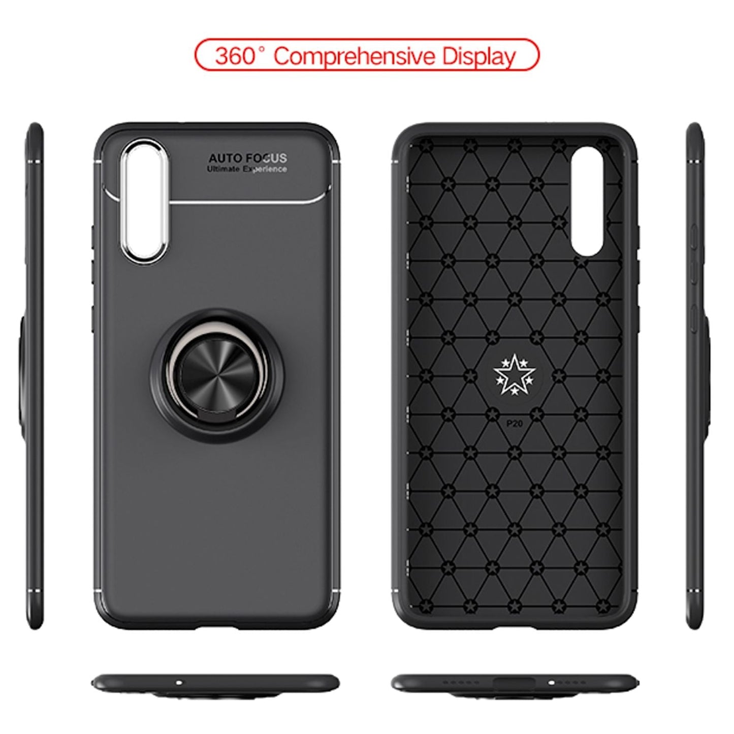 NALIA Ring Hülle für Huawei P20, Schutz Cover Magnetisch Silikon Handy Case