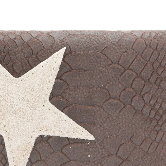 Leder Portemonnaie mit Stern Dunkelbraun