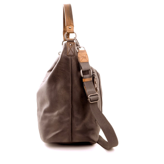 Vintage Beuteltasche mit Reißverschluß Dunkelbraun