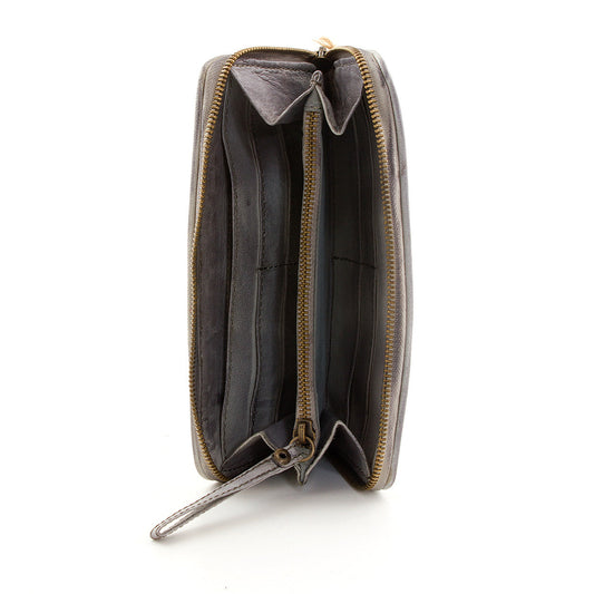 Leder Geldbeutel mit Nieten Grau