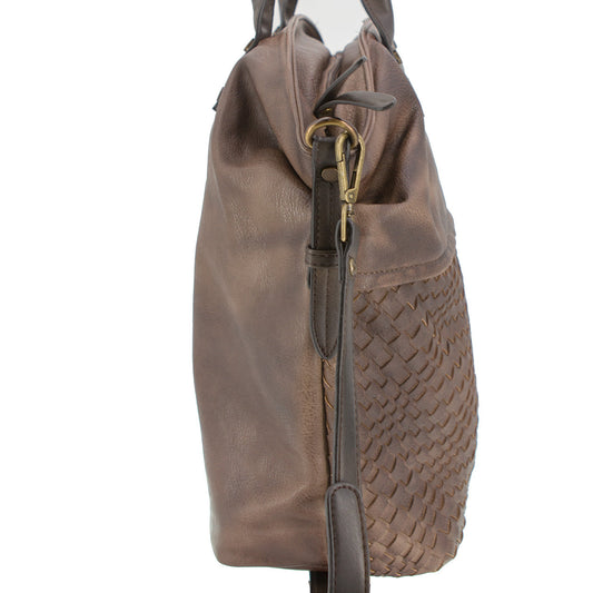 Große Vintagetasche Flechtoptik Braun