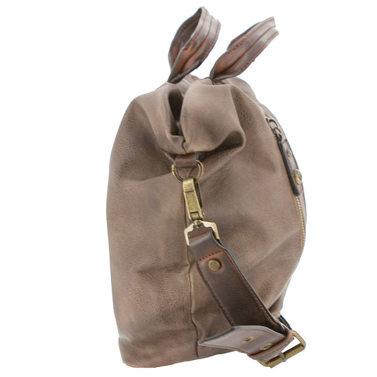 Vintage Shoppertasche mit aufgesetztem Reißverschluß Braun