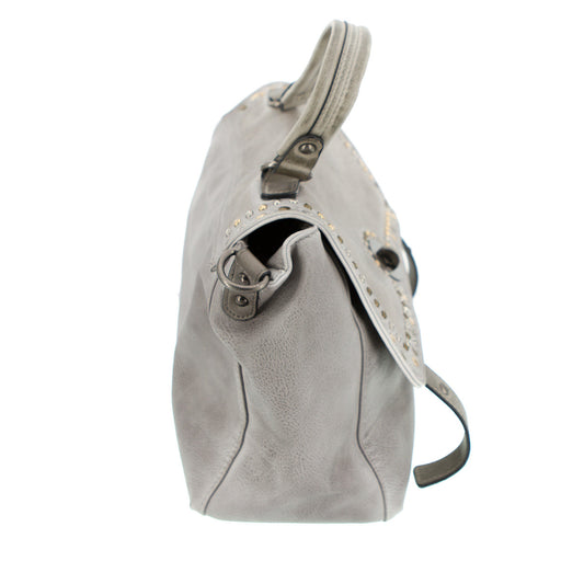 Handtasche Beige mit Nieten Grau