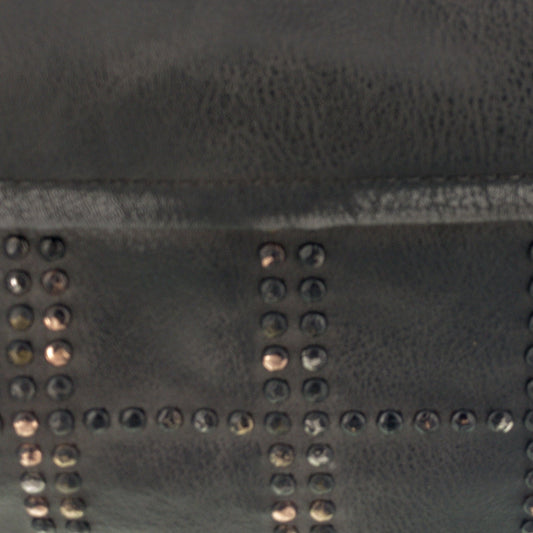 Große Vintage Bag Tasche mit Nieten Schwarz