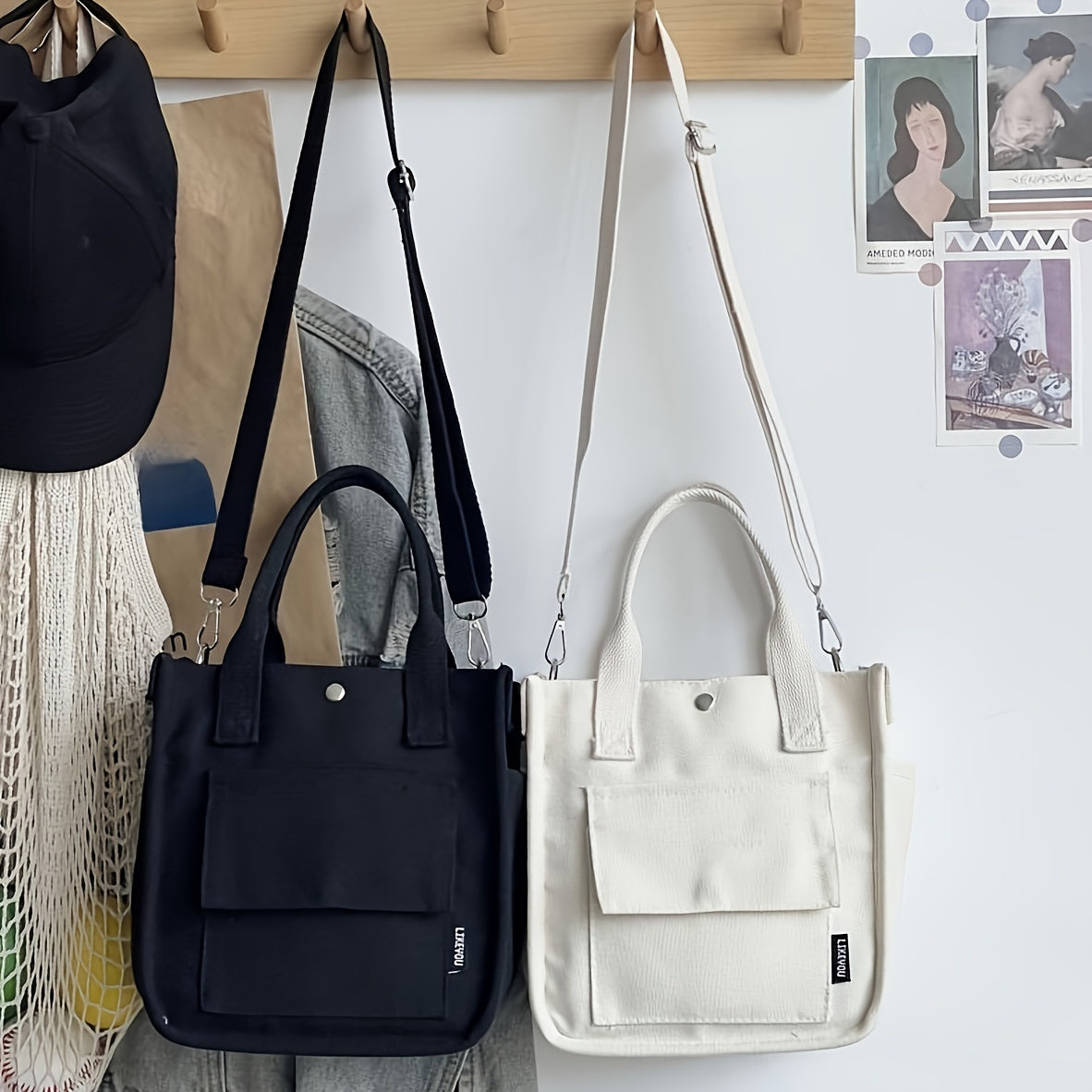 Casual Women's Shoulder Bag Multi-pocket Canvas Crossbody Bag Korean Commuting Handbag