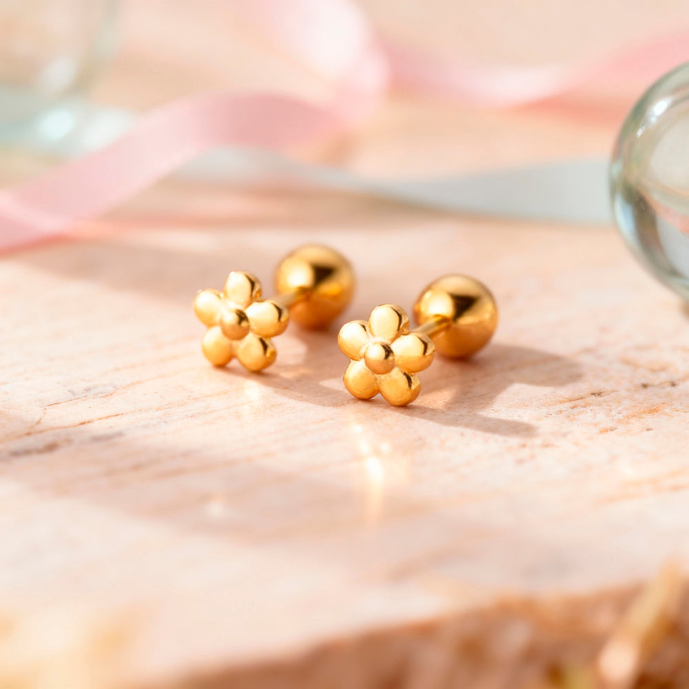 Cercei cu șurub din argint 925, flori mici