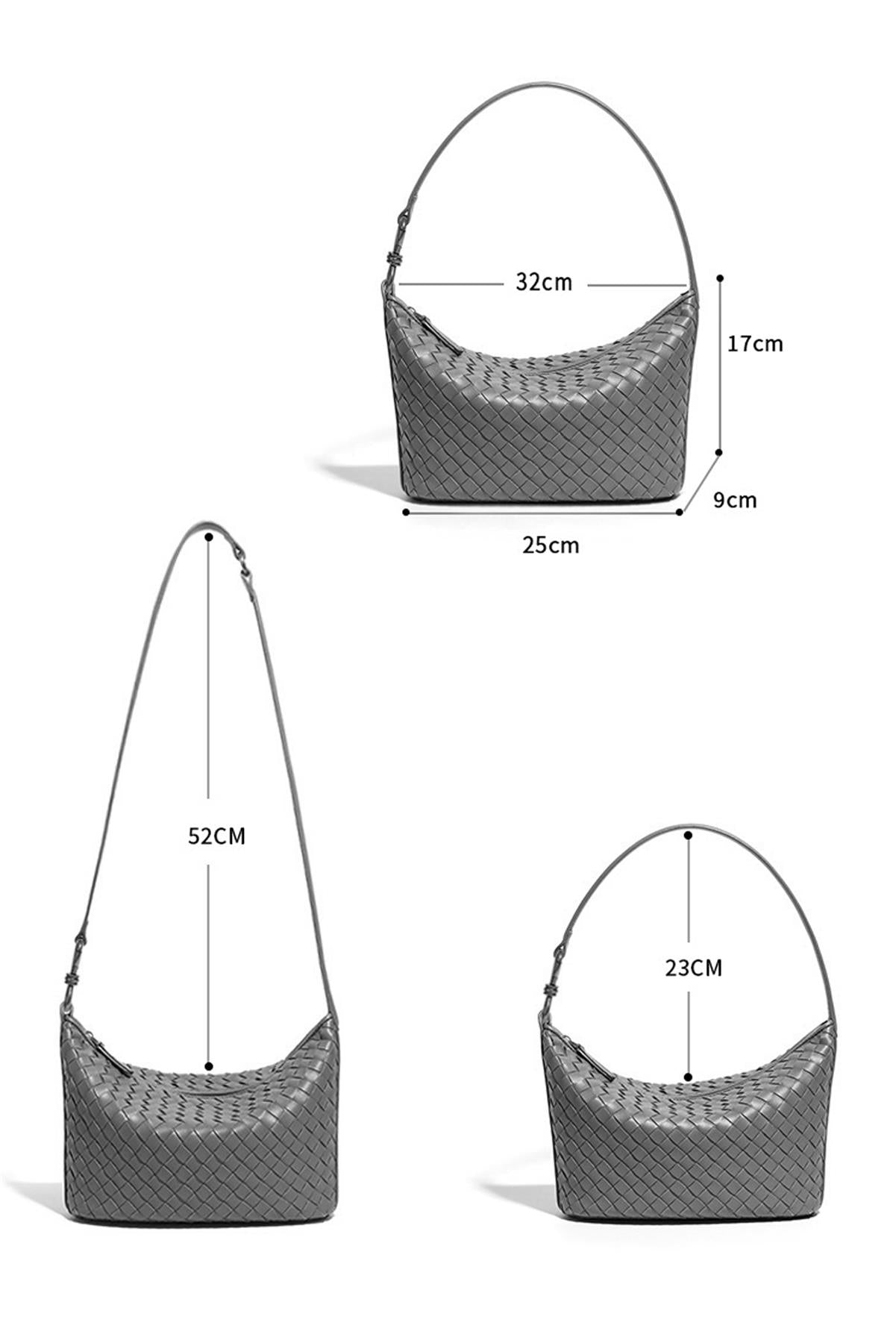 Geantă de umăr împletită, gri