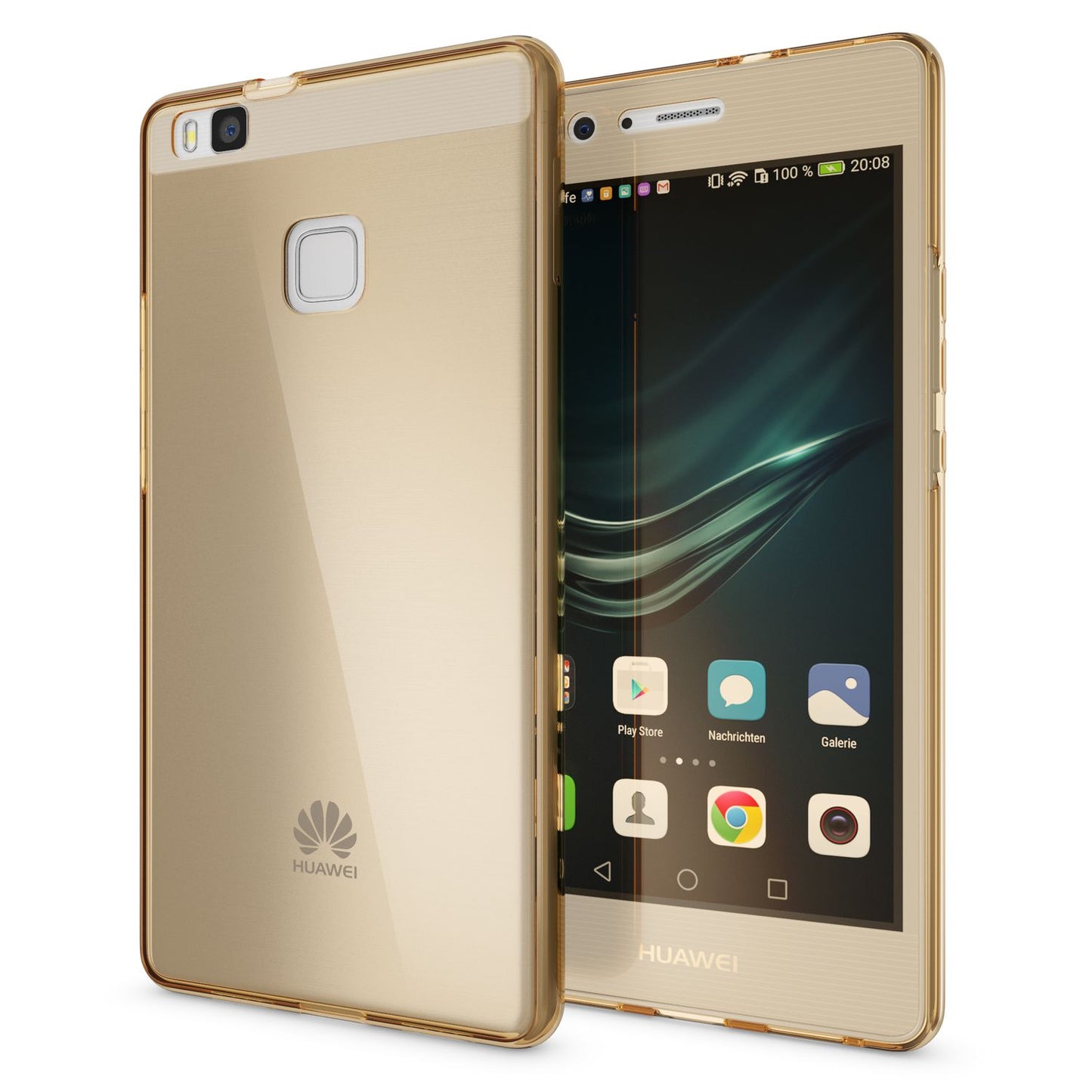 NALIA Huawei P9 Lite 360 Grad Hülle Gold Mit Transparenter Displayschutz - Silikon Dünn Rundumschutz