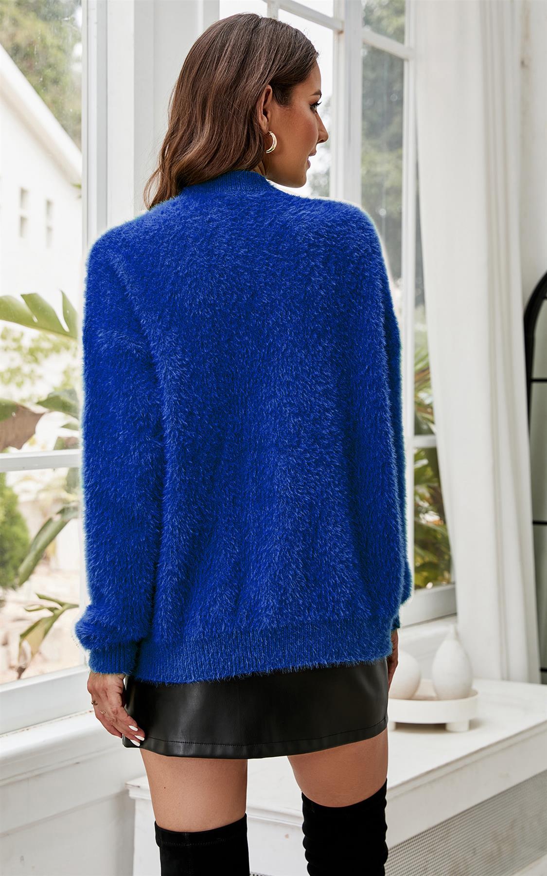 Relaxed Soft Comfy Jumper Top In Royal Blue