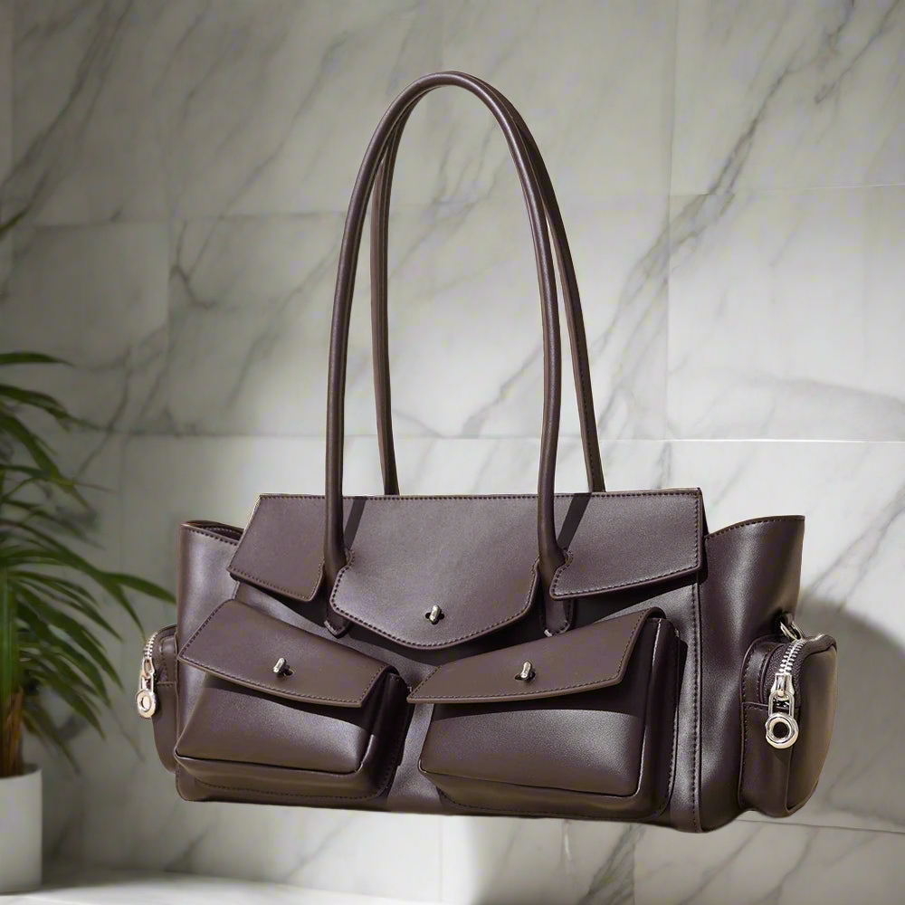 ARI women large capacity shoulder handbag – multi-pocket underarm bag for daily use