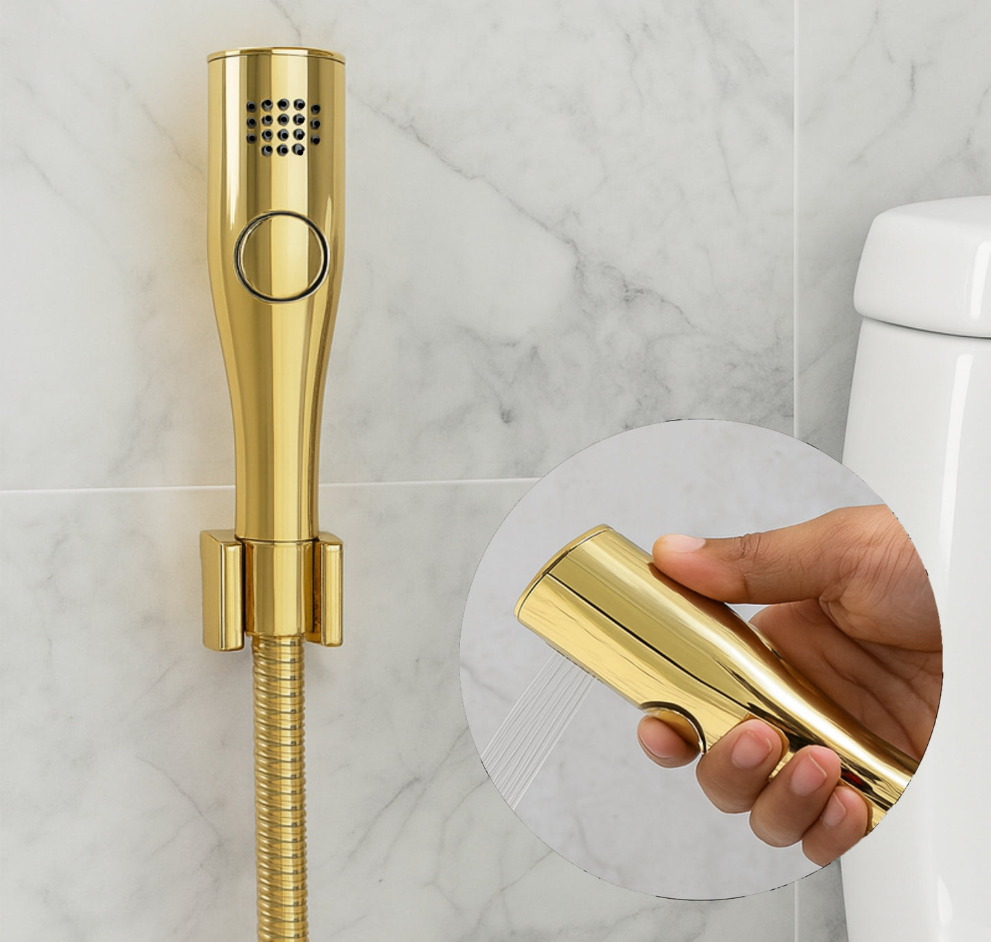 Fossa Italian Collection Heath Faucet Handheld Bidet Sprayer for Bathroom | Cloth Diaper Sprayer for Toilet | Health Faucet with 1 Mtr Hose Pipe, Hook | Chrome Finish (AQUAelite Gold)-0