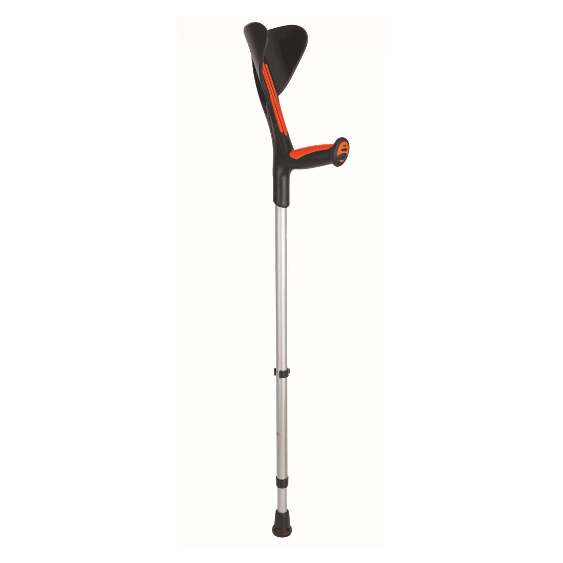 Cârjă modernă pentru antebraț Advance – ergonomică și ușoară (0,51 kg), reglabilă pe înălțime (77–98 cm), încărcabilă până la 140 kg, bi-injectată cu prindere din elastomer și vârf antiderapant.