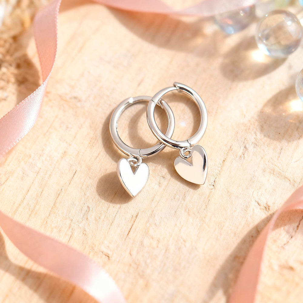 Cercei din argint 925, cu inimioare atârnate