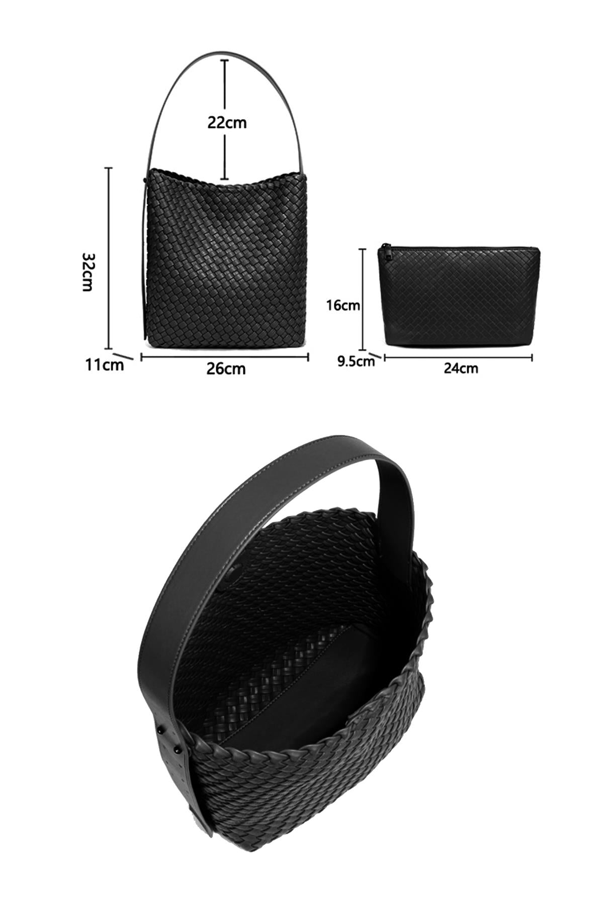 Geantă de umăr împletită în negru