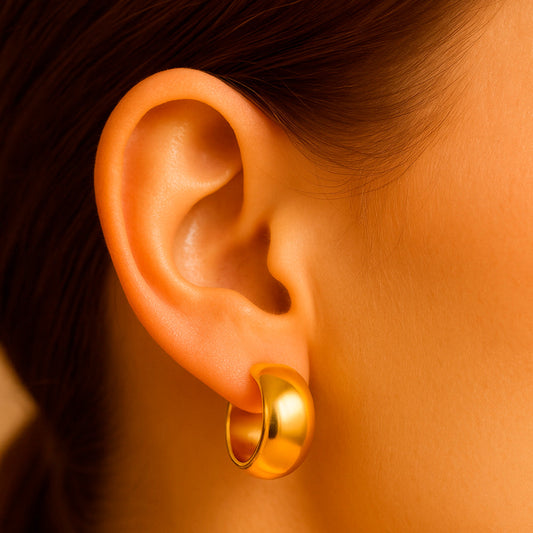 Cercei din argint 925, cercei rotunzi groși placați cu aur