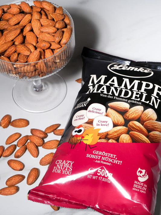 Migdale Lemke Munch 500g - Prăjire unică la flacără deschisă - capacitate 500g, dimensiune practică, nu necesită grăsime sau ulei