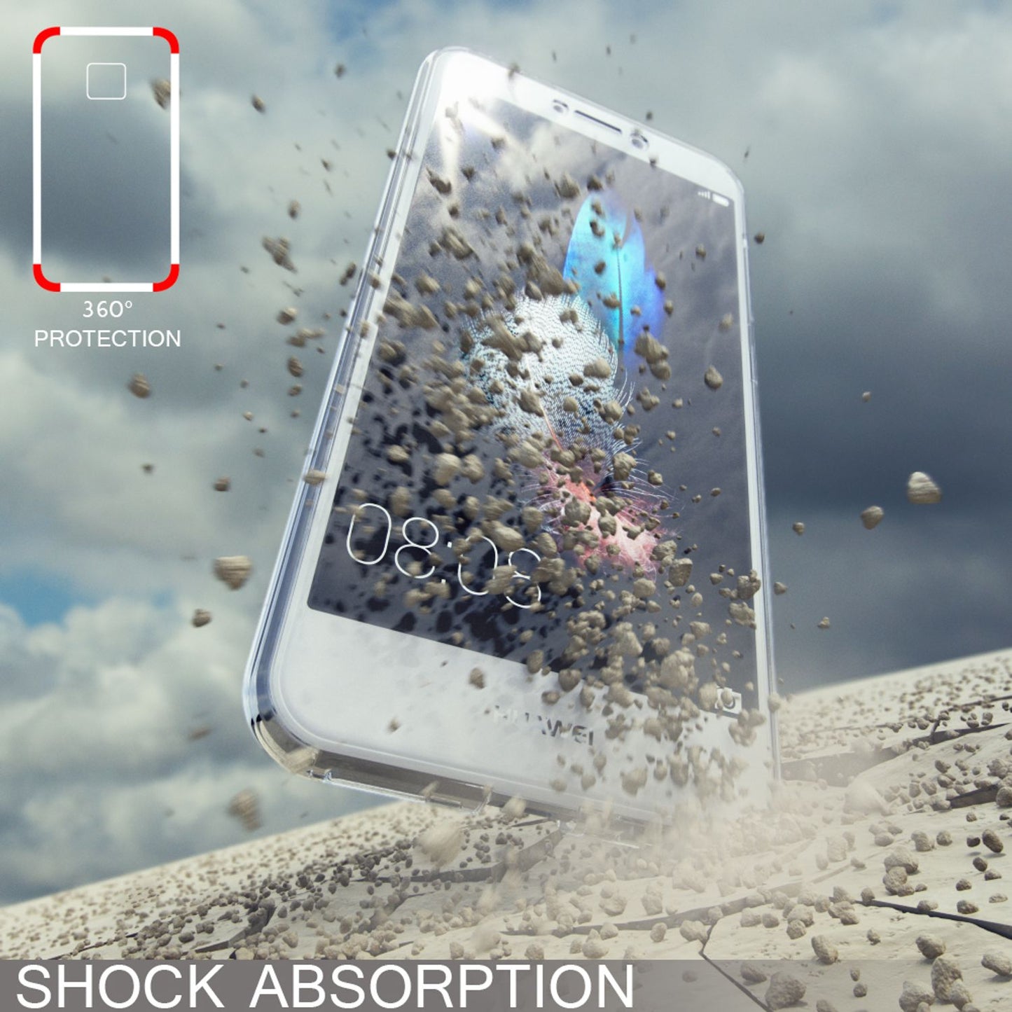 Husa Huawei P8 Lite cu protecție completă la 360 de grade - Compatibilă cu P8 Lite, Grosime 0,8 mm, Material: Silicon