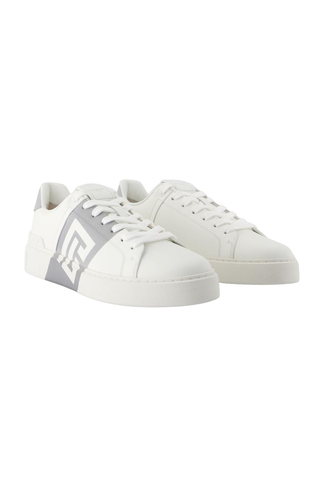 Sneakers B-Court - Balmain - Leder - Weiß/Grau