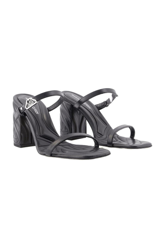 Seal Fersen-Sandalen - Alexander McQueen - Leder - Schwarz/Silber