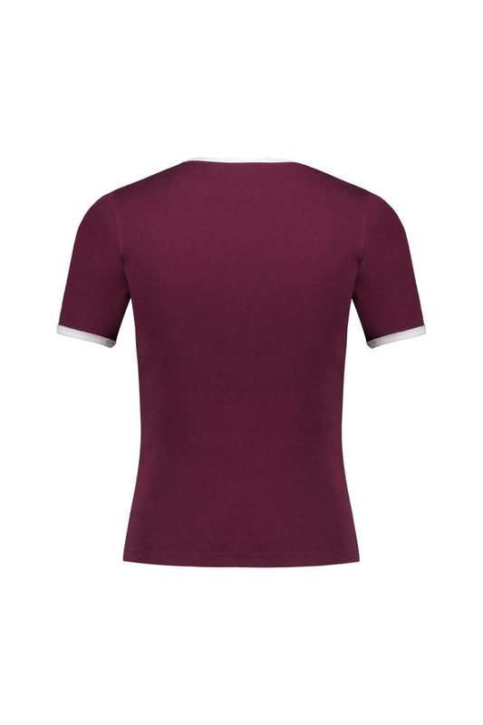 Signature T-Shirt - Courreges - Baumwolle - Bordeaux