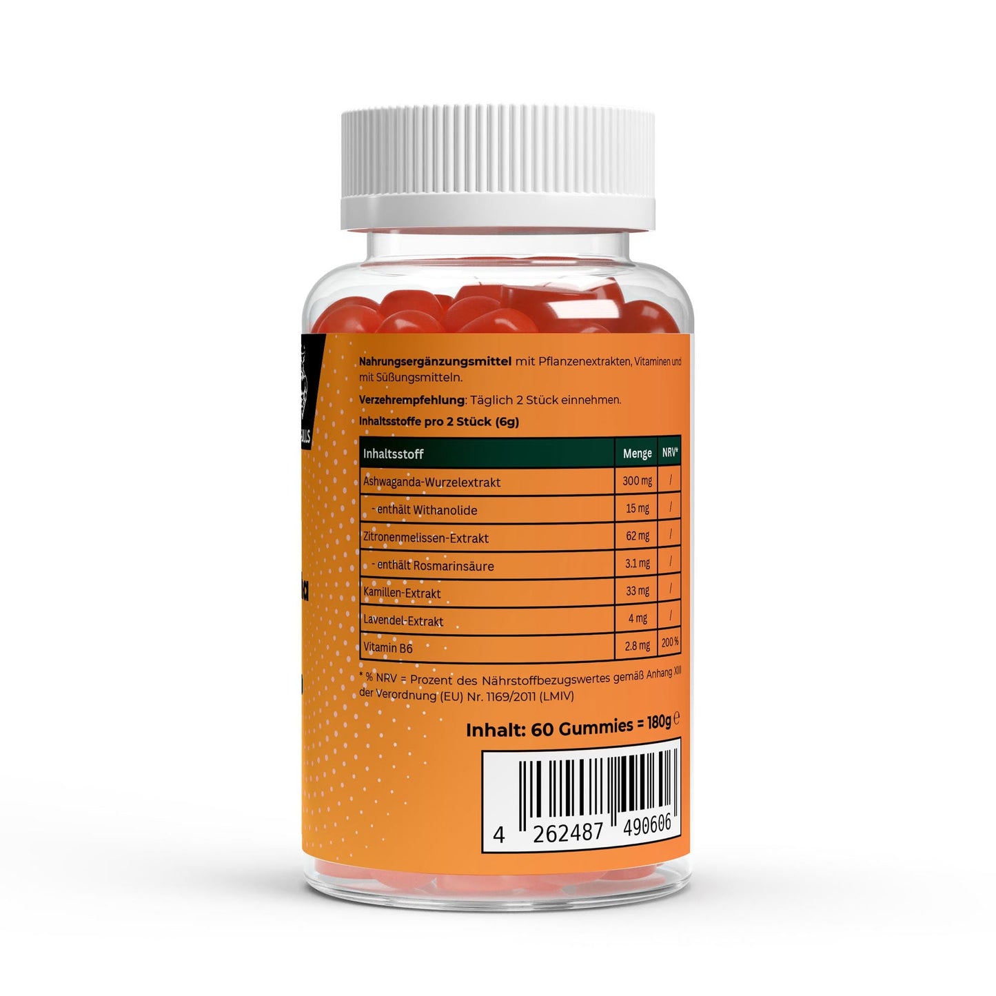 Jeleuri Premium cu Ashwagandha – Relaxare și Concentrare sub formă de jeleu 300 + Vitamina B6, - 60 buc.