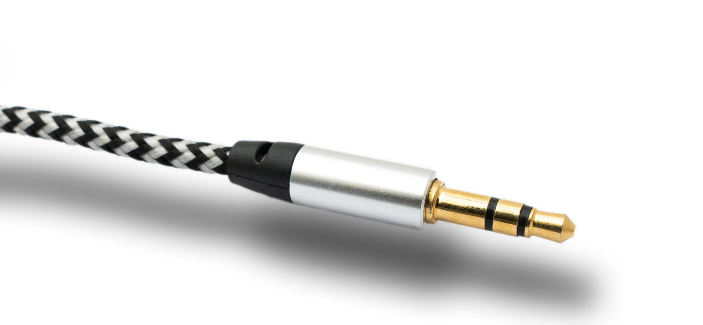 SYSTEM-S Audio Kabel 100 cm Stereo AUX Klinke 3,5mm Stecker zu Stecker geflochten in Grau