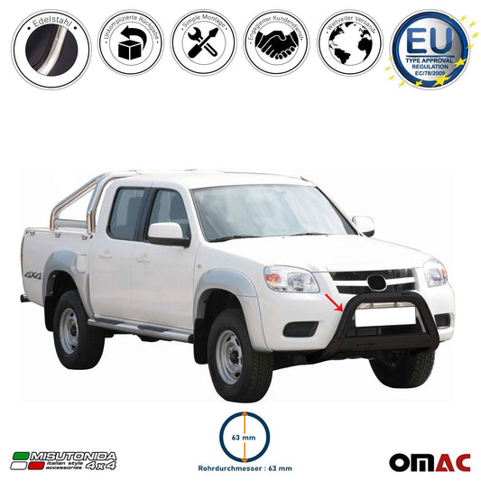 Bară de protecție/buton față pentru Mazda BT-50 2009-2012 ø63mm oțel negru protecție