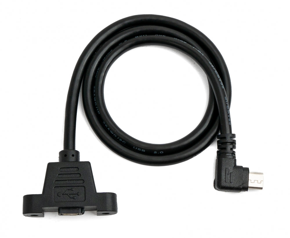 SYSTEM-S USB 2.0 Kabel 30 cm Micro B Buchse zu Stecker Schraube Winkel Panel Mount
