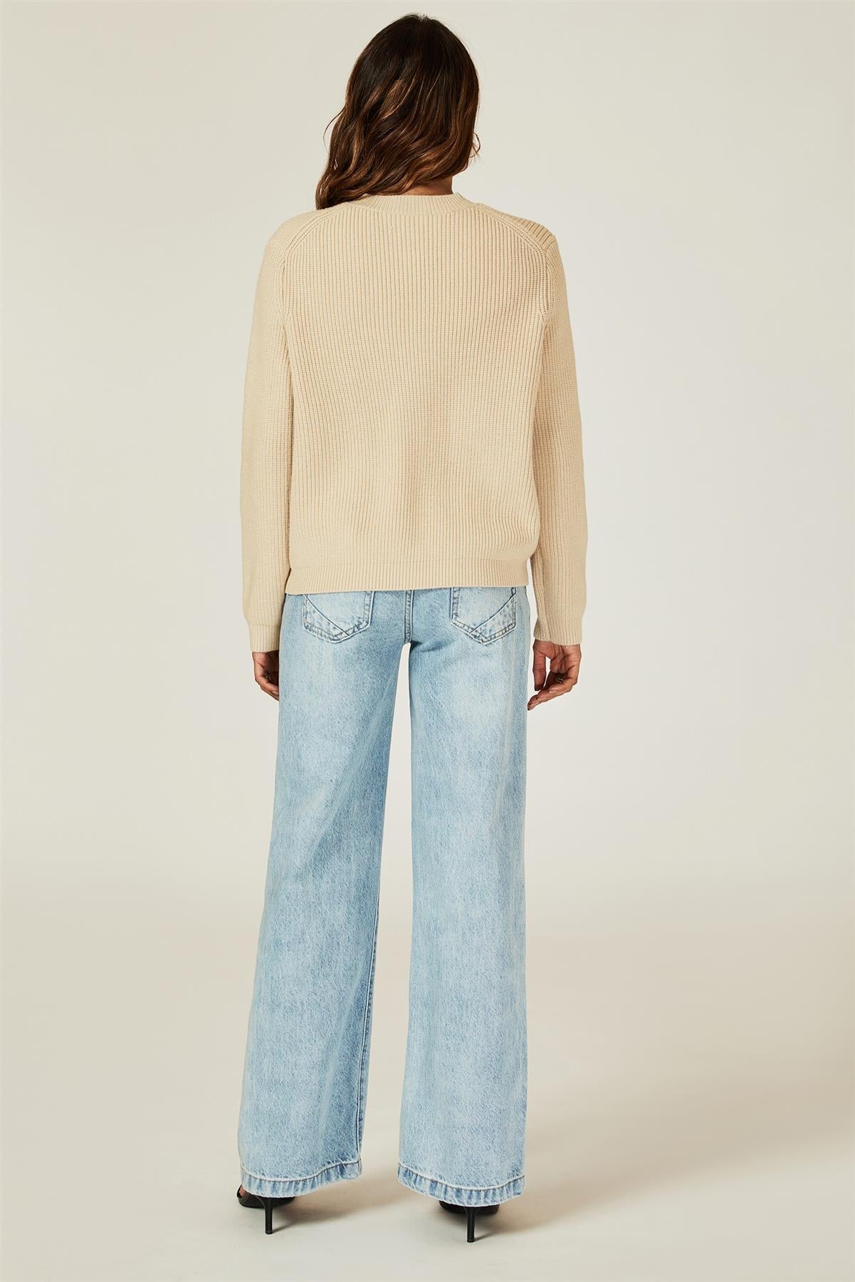 Cardigan tricotat cu detalii de buzunare, culoare cămlă