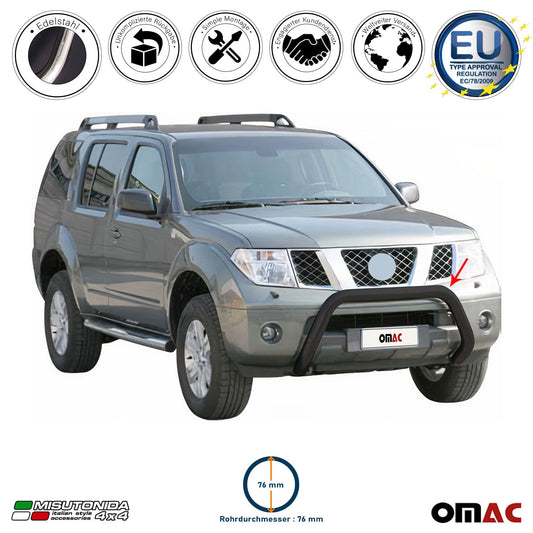 Bară de protecție/buton față pentru Nissan Pathfinder 2005-2011 ø76mm oțel negru