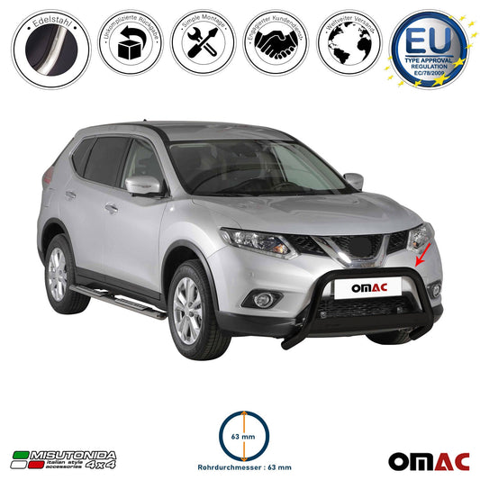 Bară de protecție/buton față pentru Nissan X-Trail 2015-2017, ø63mm, oțel, negru