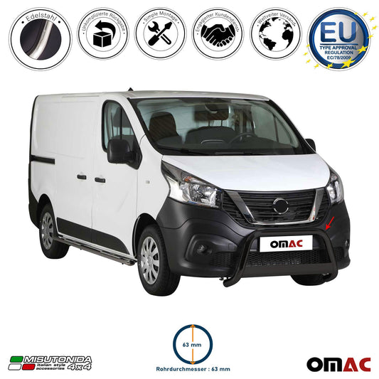 Bară de protecție/buton față pentru Nissan NV300 2016-2021 ø63mm oțel negru