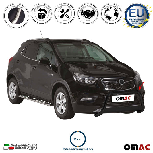 Bară de protecție/buton față pentru Opel Mokka X 2016-2019 ø63mm oțel negru