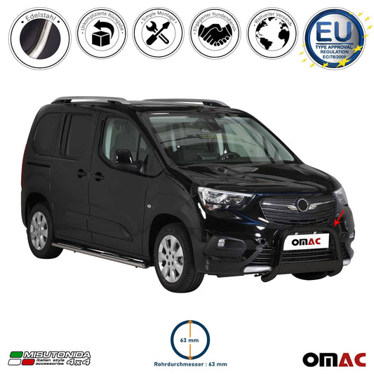 Bară de protecție/buton față pentru Opel Combo 2018-2025 ø63mm oțel negru protecție