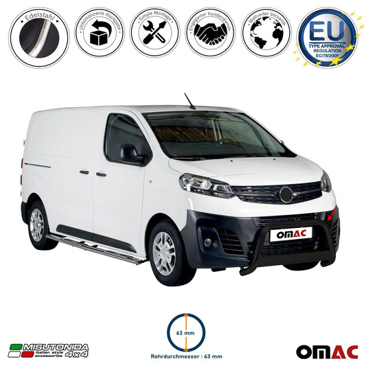 Bară de protecție/buton față pentru Opel Vivaro 2019-2025, ø63mm, oțel, negru, protecție