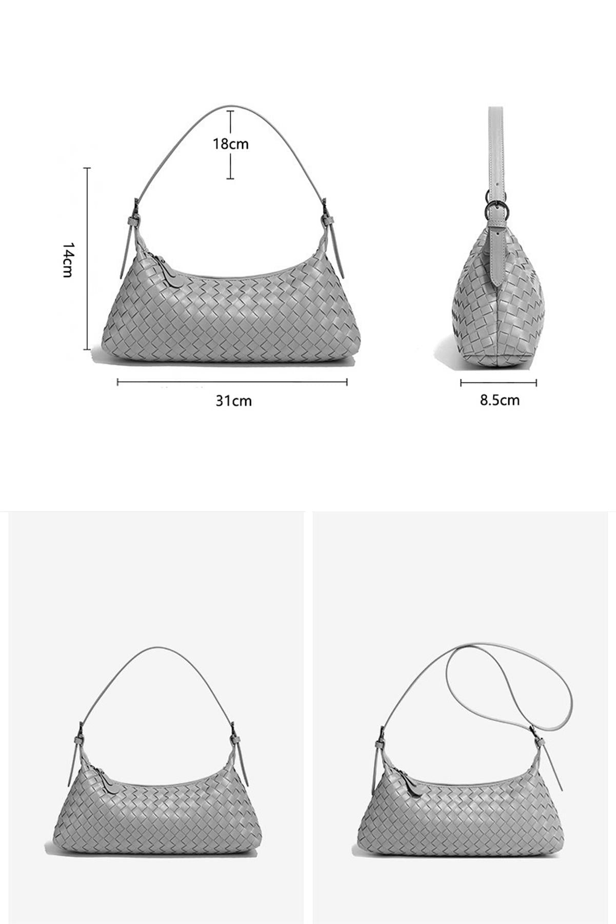 Geantă de umăr împletită în alb-gălbui