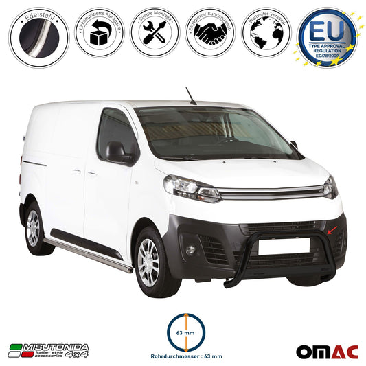 Bară de protecție/buton față pentru Citroen Jumpy Spacetourer 2016-2025 ø63 Negru
