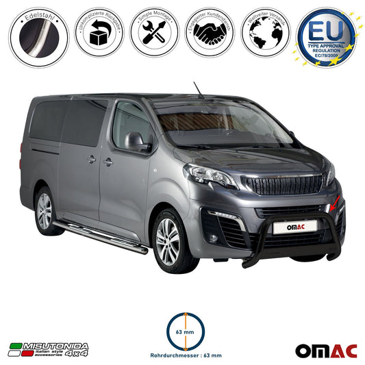 Bară de protecție/buton față pentru Peugeot Expert Traveller 2016-2025 ø63 Negru