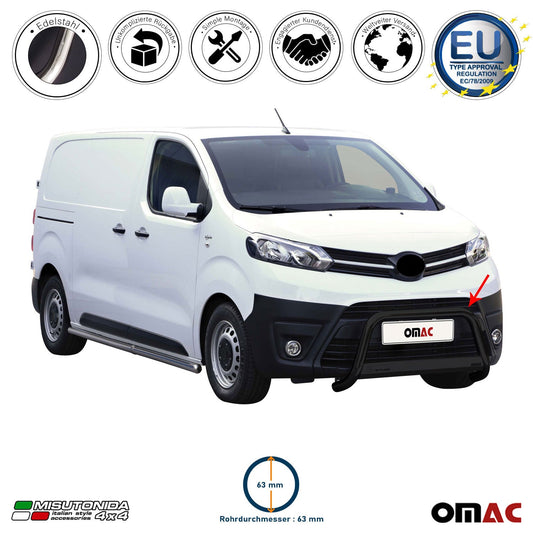 Bară de protecție/buton față pentru Toyota Proace 2016-2019 ø63mm Negru