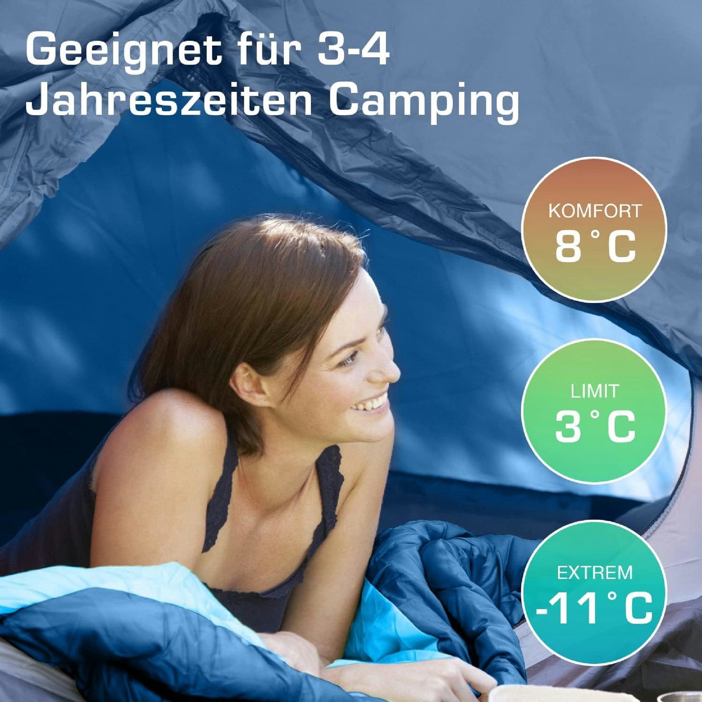 Active Era Schlafsack Rechteckig Wasserdicht - Kapazität 1 Person, Größe M