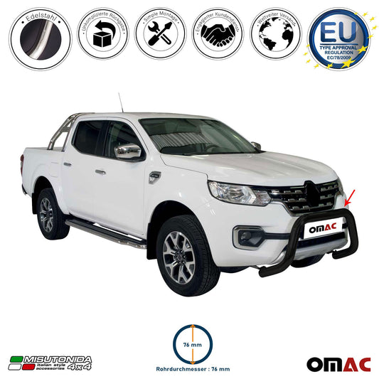 Bară de protecție față pentru Renault Alaskan 2017-2021 ø63 oțel inoxidabil negru