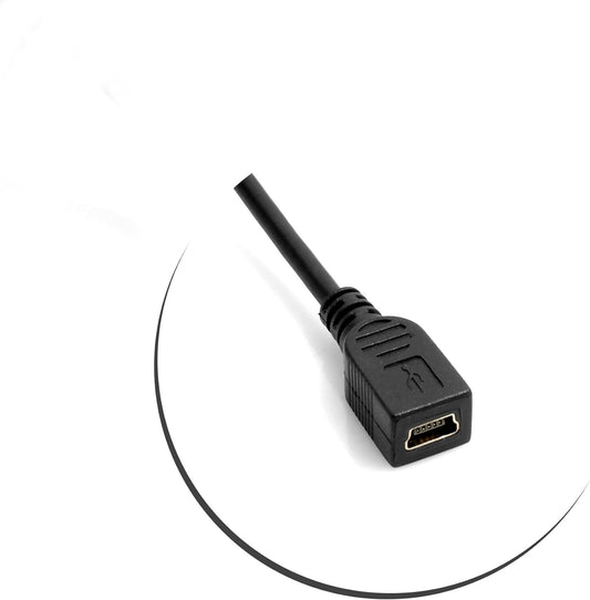 SYSTEM-S Mini USB Kabel Winkelstecker links gewinkelt auf Mini USB Buchse 25 cm