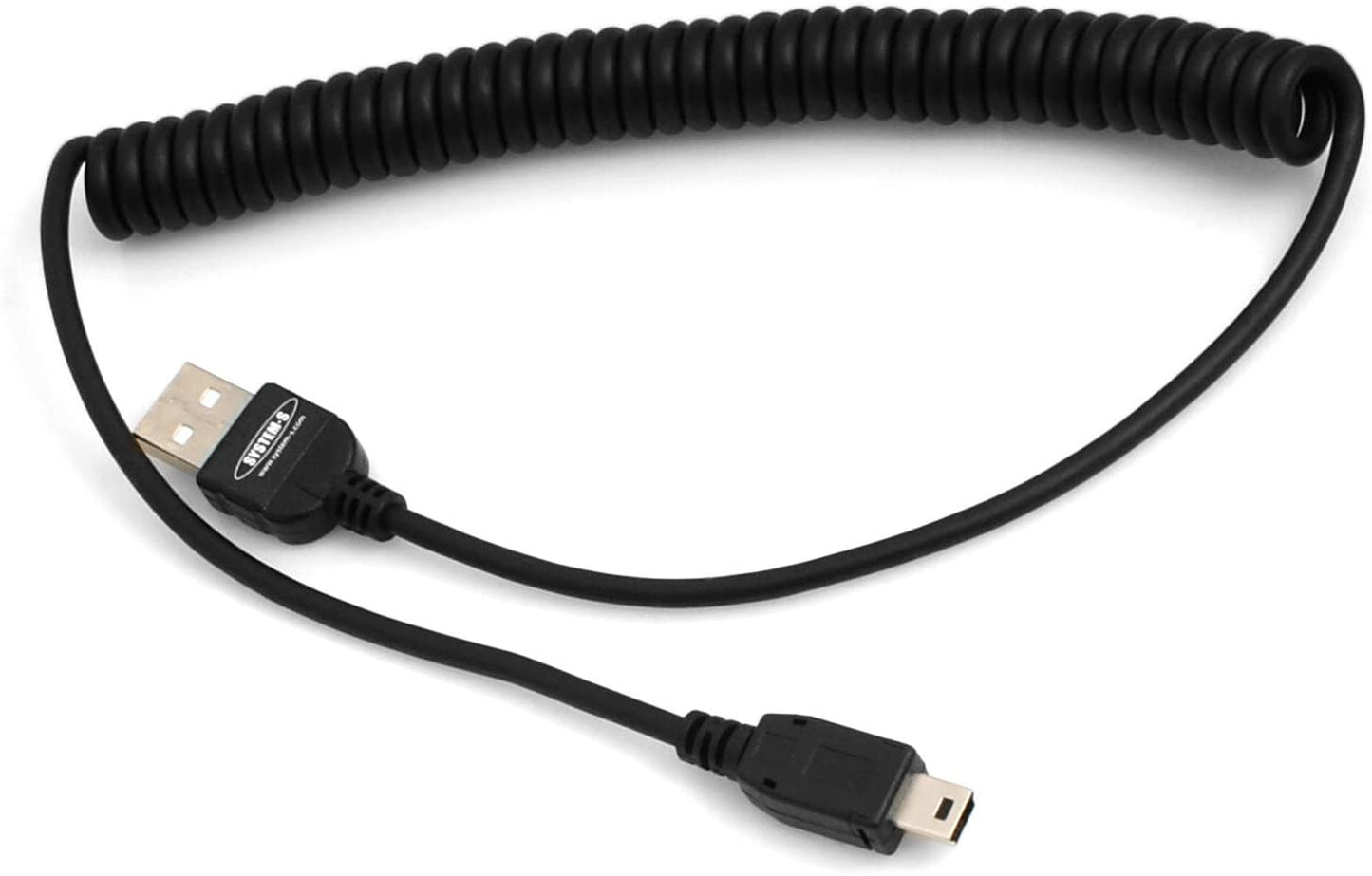 SYSTEM-S Mini USB Kabel Spiral 50-135 cm