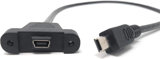 SYSTEM-S Mini USB Panel Mount Mini USB Stecker zu Mini USB Buchse mit Screw Nuts 50cm