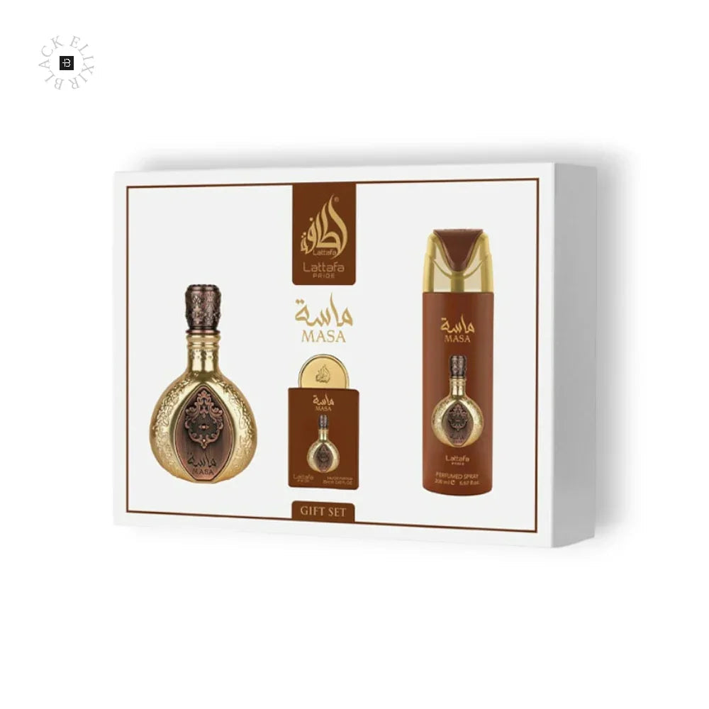 Lattafa Pride Masa Geschenkset - Kapazität 100 ml, 20 ml Reise, 200 ml