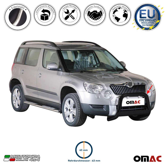 Bară de protecție/buton față pentru Skoda Yeti 2010-2013, ø63mm, neagră.