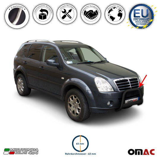 Bară de protecție/buton față pentru Ssangyong Rexton 2006-2012, ø63mm, oțel, negru