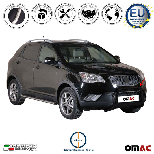 Bară de protecție/buton față pentru Ssangyong Korando 2011-2019 ø63mm oțel negru