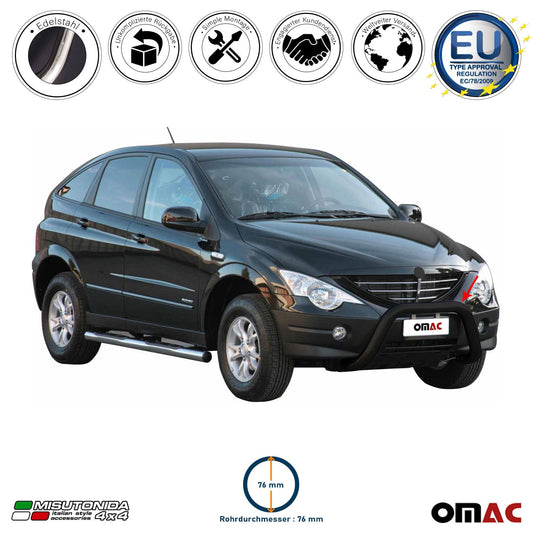 Bară de protecție/buton față pentru Ssangyong Actyon 2006-2012, ø76mm, oțel, negru